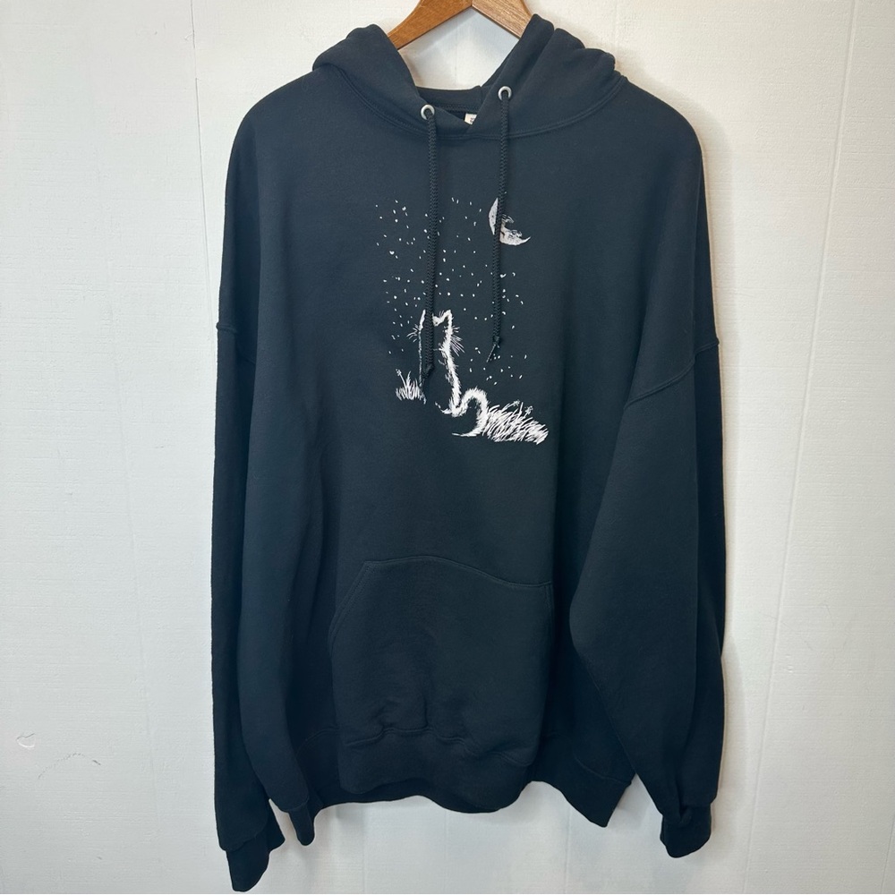 Jerseys Black Moonlit Cat Hoodie Whimsy Goth